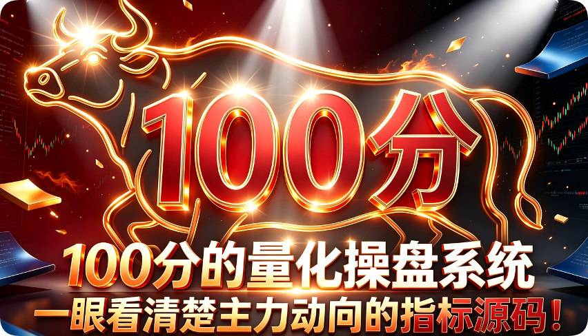 100分的量化操盘系统,一眼看清楚主力动向的指标源码!