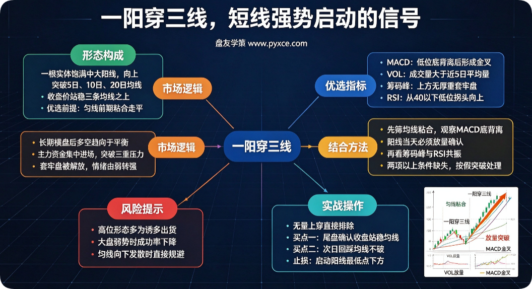 一阳穿三线，短线强势启动的信号