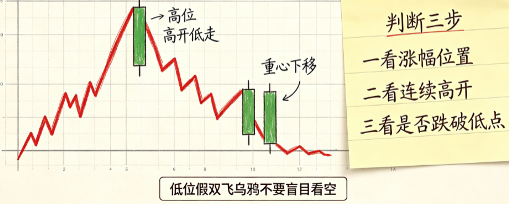 读懂双飞乌鸦：两根高开阴线，识别主力派发信号