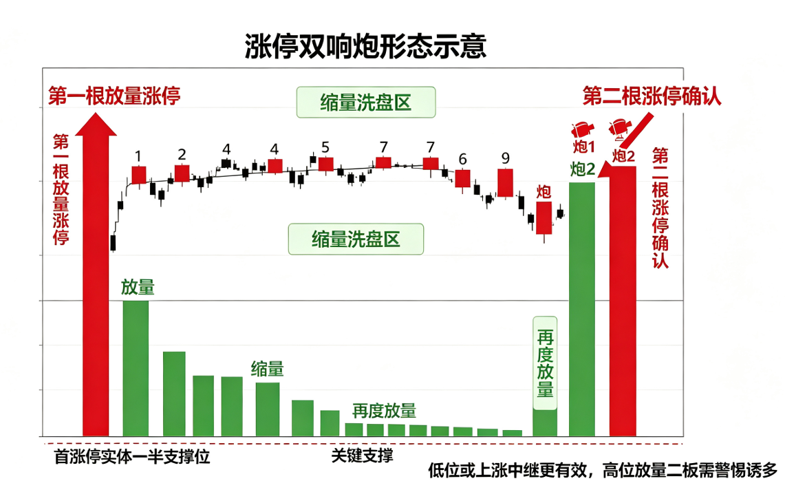 涨停双响炮，抓主力拉升的经典启动形态
