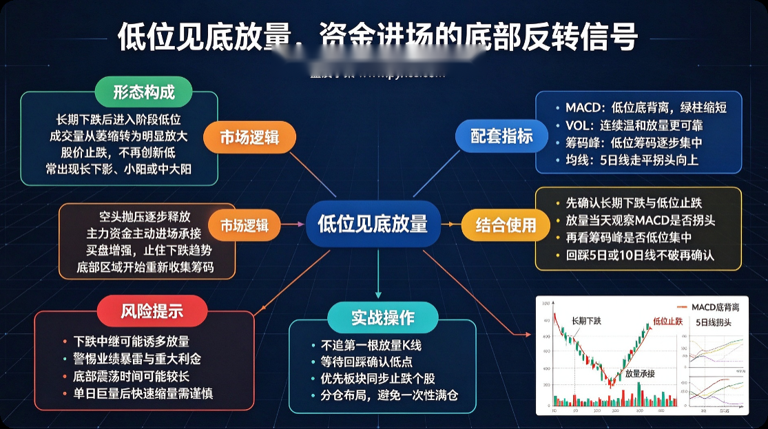 低位见底放量，资金进场的底部反转信号